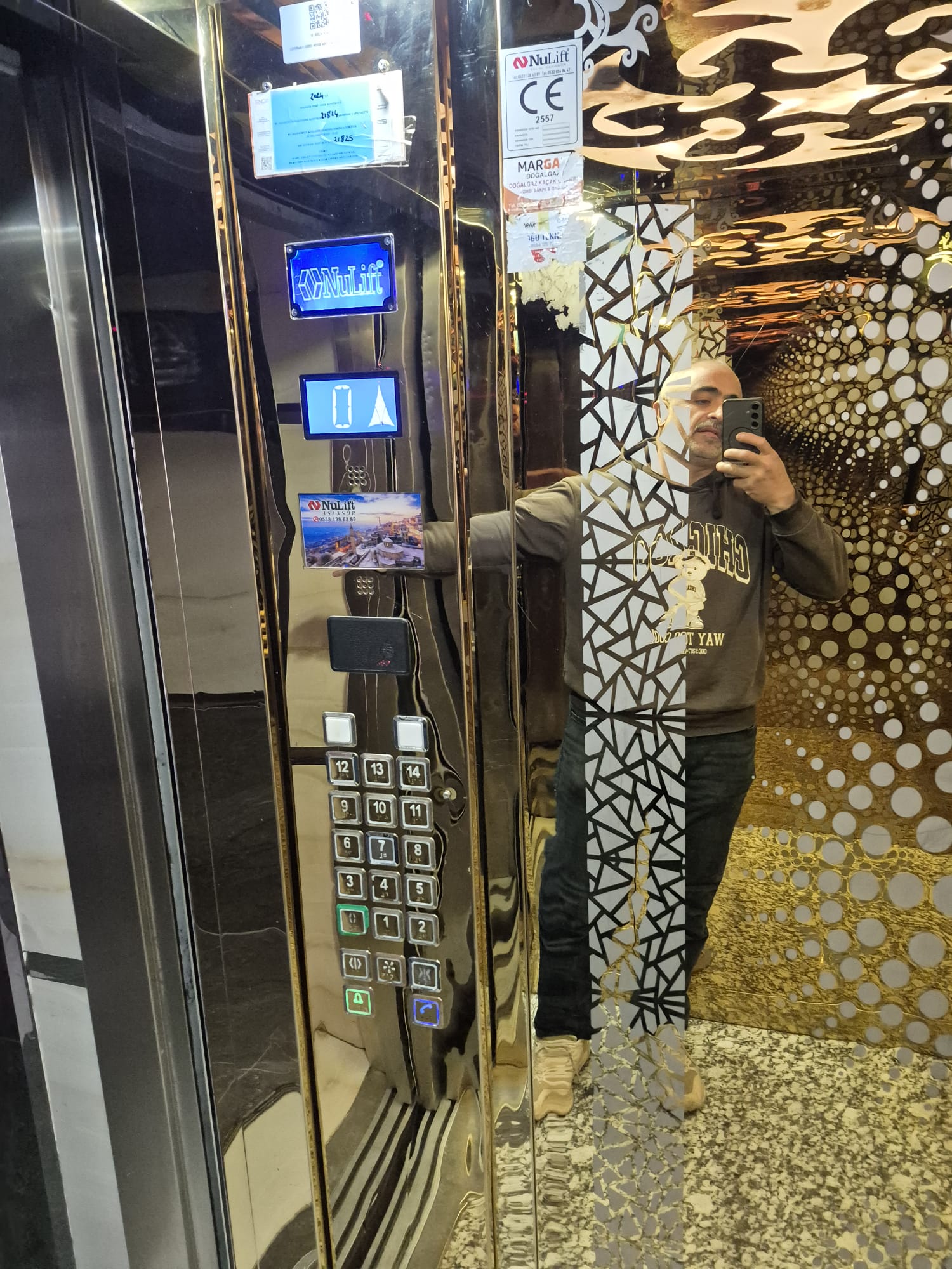 NuLift asansör buton ekranı kabin içi